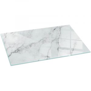 Plaque de protection de sol en verre tremp&eacute; pour chemin&eacute;e ou po&ecirc;le &agrave; bois pare-feu contre les &eacute;tincelles Motif marbr&eacute; avec veines 100x50 cm