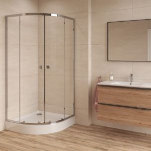 Swiss Aqua Technologies Project Cabine de douche 80x80 cm en quart de cercle avec 2 parois fixes et 1 porte, chrome brillant (SIKOMUS80CRT)