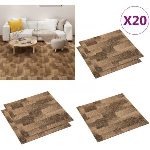 Carreaux de tapis de sol 20 pcs 5 m&sup2; Marron - Carrelages Sols - Carrelage Int&eacute;rieur - Tapisserie Murale - Rev&ecirc;tement De Sol - Parquet Imitation Bois