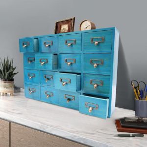 Organisateur de tiroir en bois de bureau - Mini commode avec 16 tiroirs, Armoire &agrave; tiroirs en bois pour organisateur de bureau &agrave; domicile et rangement