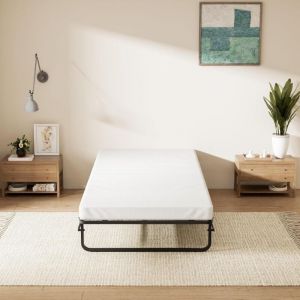 Lit Pliant 1 Personne 90x190 cm avec Matelas en Mousse de 10cm DEWINNER, Lit Pliable Adulte, Lit d'appoint 1 Personne avec Cadre de lit en m&eacute;tal,