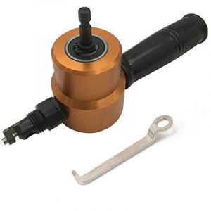 Grignoteuse M&eacute;tal Perceuse Nibbler Coupe M&eacute;tal Coupeur Grignoteur Double T&ecirc;te 360&deg; Perceuse Attachement Outil avec Poin&ccedil;on pour l'entretien des