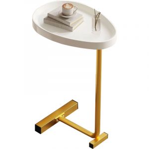 Eosnow - Table d'appoint en forme de c, petit uf ovale, bout de canapé, table basse qui glisse dessous pour le salon, doré