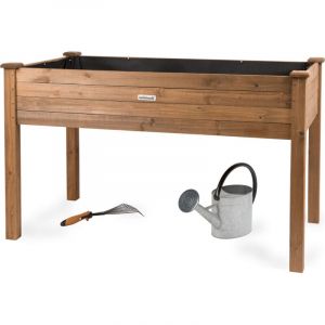 Grand carré Potager en Bois, lit de Jardin surélevé, jardinière en Bois rectangulaire pour Jardin Balcon extérieur, 125 x 64 x 75 cm, Brun Marron