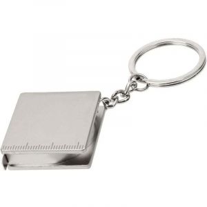 Mètre ruban en acier inoxydable 70cm, mini règle avec porte-clés, 33 × 33 mm.