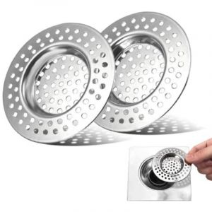 2 Pcs Filtre &eacute;vier Cuisine, Tamis lavabo en INOX, Filtre Cheveux Douche, Filtre de Vidange pour &eacute;vier, Grille Evier Cuisine, Accessoire Drain Lavabo