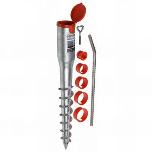 Fixtout - Pied de poteau de jardin rond zingu&eacute; &agrave; tarauder avec accessoires - d. 68 x l. 550 mm - 68 x 550 x 1,8 mm