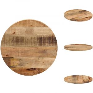 Dessus de table ø 50x1,5 cm rond bois massif de manguier brut - Dessus De Table - Plateau De Table - Bois Massif - Manguier - Design Rustique