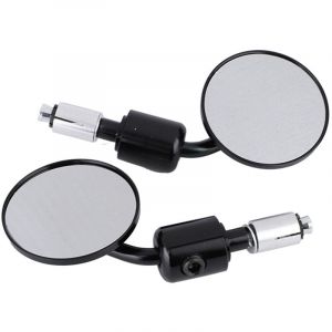 Jeffergarden R&eacute;troviseur Embout De Guidon Moto,R&eacute;troviseur Moto Rond Chrom&eacute;,Retroviseur Moto,R&eacute;troviseur Embout De Guidon,R&uml;Troviseurs Moto,1 Paire