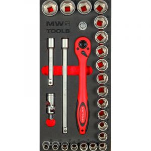 Jeu de douilles 1/2 10-32 mm 26 pièces module en mousse pour servante d'atelier MW Tools MWD1226
