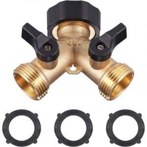 Robinet double pour lave linge Raccord en Y 3/4, pour connecter deux appareils &agrave; un seul robinet de jardin.