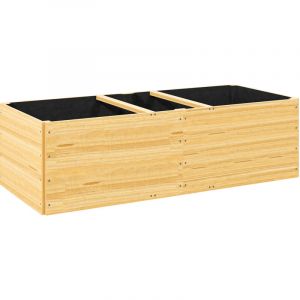 MH - Jardini&egrave;re en bois carr&eacute; potager 3 compartiments 140 x 60 x 40cm