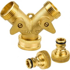 Ersandy - Raccord en y 2-Voies Y-Distributeur avec raccord Rapide de 3/4' en Laiton pour raccord d'outil d'irrigation