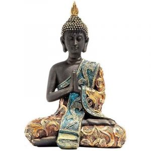 Statue de Bouddha Tha&iuml;lande Sculpture R&eacute;sine Faite &agrave; la Main Bouddhisme Hindou Feng Shui Figurine M&eacute;ditation Maison D
