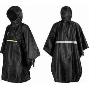 Hommes Femmes Impermeable Vetements de pluie impermeables avec reflecteur Poncho anti-pluie avec bande reflechissante,modele:Noir - Noir - ZVD