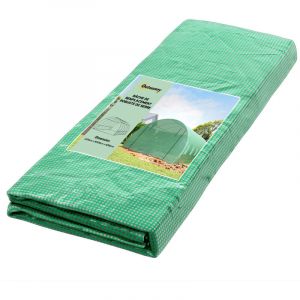B&acirc;che de Rechange pour Serre Tunnel 6x3x2 m, 18 m&sup2;, Housse de Protection en PE Anti-UV Imperm&eacute;able avec 12 Fen&ecirc;tres et Porte Zipp&eacute;e Enroulable, Vert