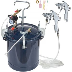 Pot de peinture sous pression Mophorn, r&eacute;servoir de peinture &agrave; air comprim&eacute; de 10 L/2,5 gal, comprend des buses de 1,5 mm et 4 mm, deux pistolets