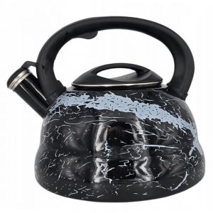 Bouilloire émaillée traditionnelle 3,3 L avec sifflet pour induction, noire