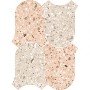 Carrelage gr&egrave;s c&eacute;rame effet terrazzo CHICCO Mosa&iuml;que Onda Rosa - Greige - - bo&icirc;te de m2 - Mosa&iuml;que Onda Rosa - Greige - bo&icirc;te de m2 - Mosa&iuml;que Ond