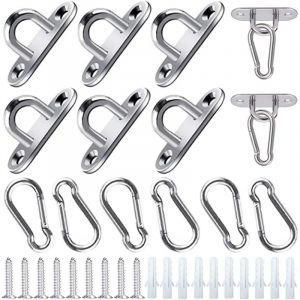 12 Pi&egrave;ces Platine Oeil INOX M5 Platine Ancrage Mousqueton Oeillet INOX Crochet de Plafond avec Vis et Tube d'expansion pour Crochets Balan&ccedil;oires