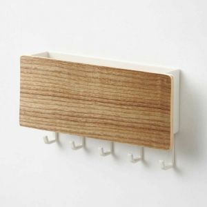 Armoire à clés,Porte-courrier en bois et crochet pour boîte à clés porte-clés porte-courrier mural en bois non poreux 5 crochets en bois avec 5