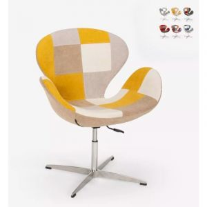 Fauteuil patchwork pivotant de salon style design moderne Stork - Patchwork 3