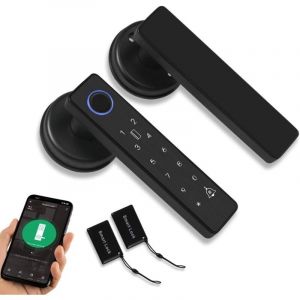 Wifi Tuya Serrure de Porte Intelligente Serrure &eacute;lectronique Biom&eacute;trique Empreintes Digitales 13.56MHz RFID Carte Sans cl&eacute; APP T&eacute;l&eacute;commande, Poign&eacute;e