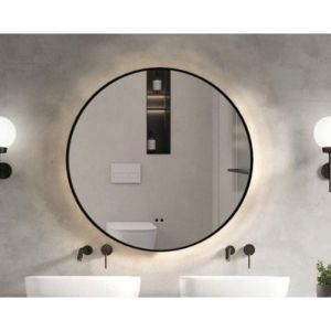 Adema Lonato Miroir de salle de bain - rond - diamètre 80cm - éclairage LED indirect - chauffage miroir - interrupteur infrarouge - noir mat