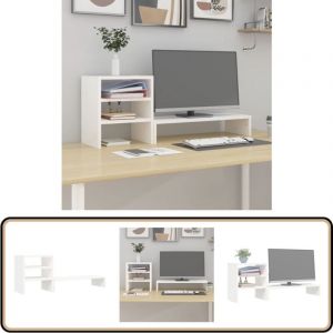 Support de moniteur Blanc 81x20x30 cm Bois de pin solide - Support Ordinateur - Support Ecran - Support Monitor - Meuble Informatique - Rangement