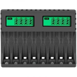 Chargeur de piles avec &eacute;cran LCD, chargeur intelligent &agrave; 8 emplacements pour piles rechargeables NiCd NiMh AA/AAA, chargeur AA/AAA