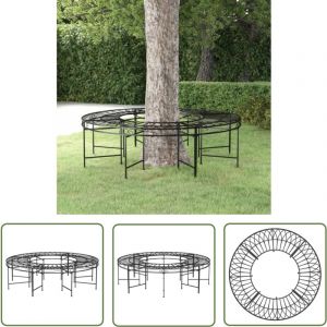 The Living Store Banc circulaire tour d'arbre &Oslash;160 cm Noir Acier - Banc De Jardin - Banc Tour D'arbre - Mobilier De Jardin - Jardin Design - Fauteuil