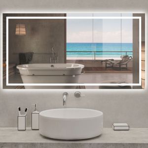 Acezanble - Miroir lumineux 140 x 80cm anti-bu&eacute;e +dimmable + m&eacute;moire, miroir de salle de bain led