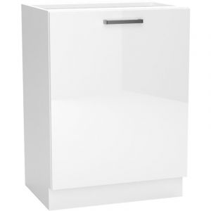 Meuble bas de cuisine avec 1 porte blanc - longueur 60 x profondeur 44,60 x hauteur 82 cm