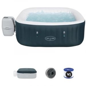 Spa gonflable BESTWAY Lay-Z-Spa Ibiza AirJet 4-6 personnes Carr&eacute; 180x180x66 cm Vert fonc&eacute; 140 jets 2050 W