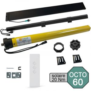 Prolenta Premium &ndash; Kit motorisation radio solaire pour volet roulant &Oslash; 45 mm &ndash; Couple 20 Nm &ndash; Charge max 40 kg &ndash; Adaptateur tube octogonal &Oslash; 60 mm