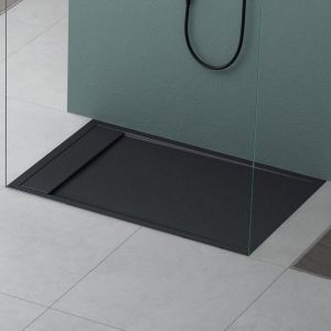 Mai & Mai Receveur de Douche Antid&eacute;rapant Bac &agrave; Douche Gris Noir Mat en R&eacute;sine Marbre Artificielle 80x120x3cm Rectangulaire G&eacute;o10