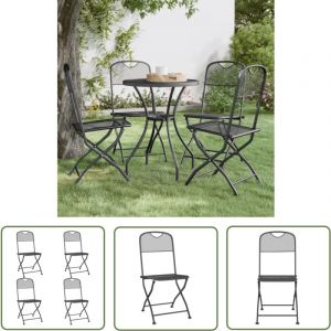 The Living Store - Chaises pliables jardin lot de 4 Maille métallique Anthracite - Chaise De Jardin Pliable - Chaise De Jardin Résistante - Chaise De