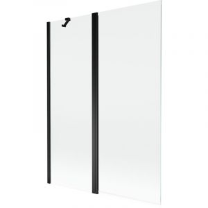 Mexen - Paroi de baignoire Mist 2 volets 130 x 150 cm, transparent, noir - 8A9-130-011-70-00