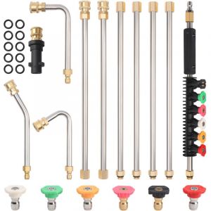 Lot de 11 Ensemble d'extension de baguette de nettoyeur haute pression, 2,5 m, 4 000 psi, lance de rechange, compatible avec Karcher K2 K3 K4 K5 K6