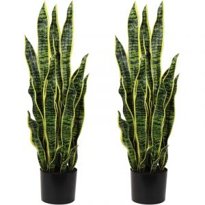 Hollyone 2Pcs Plante Artificielle Grande, Cactus Artificiel, H: 94Cm Plantes Artificielles Interieur avec Pot, Fausse Plante, Plante Artificielle