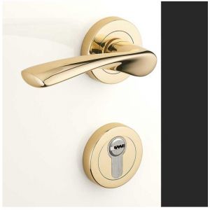 Ensemble de Poign&eacute;es sur Rosaces en Laiton - DCG - Mod&egrave;le Lilas - Laiton Poli - Cl&eacute; Y