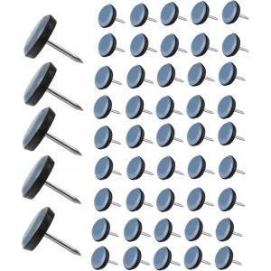 Jn.songs - 50 Pièces Patins pour Chaises Teflon Patin de Protection Ronde avec Clou Patins de Meubles pour Carrelage et Parquet en Bois Dur - 25MM