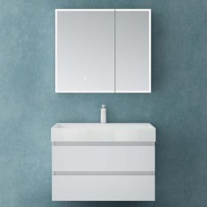Mai&mai - Armoire de Toilette avec &Eacute;clairage led Armoire Suspendue de Salle de Bain avec Miroir Armoire Miroir Mural 80x15x70 cm Blanc Mat