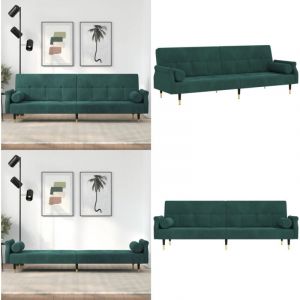 Vidaxl - Canapé-lit avec coussins vert foncé velours - Canapé Convertible - Canapé Lit - Canapé Velours - Meuble Salon - Mobilier Chambre - Home &