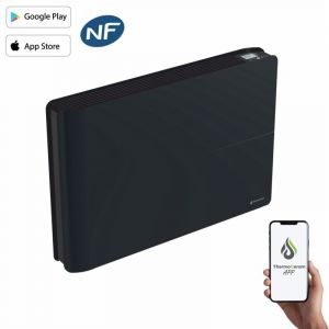 Radiateur &eacute;lectrique connect&eacute; 1500W double syst&egrave;me de chauffe horizontal Noir Molia