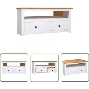 The Living Store Meuble TV d'angle Blanc 93x49x49 cm Pin Assortiment Panama - Meubles Tv - Meuble Tv Angle - Meuble Tv Blanc - Meuble Tv Pin