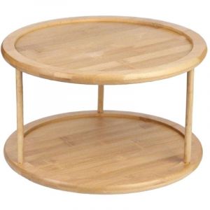 Tonchean - tagère à épices à plateau tournant en bois à 2 niveaux pour armoire de cuisine, Plateau de table