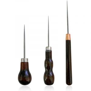 3 pi&egrave;ces Poin&ccedil;on Cuir Outil de Couture, Al&egrave;ne en Cuir, Al&ecirc;ne en Bois, Pour la Couture du Cuir, Leather handmade DIY