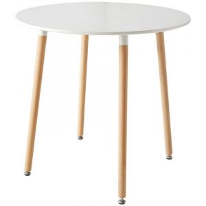 Wokaka - Table à manger ronde scandinave - pour 2-4 personnes - pieds en bois de hêtre - L80H74CM