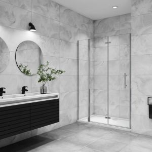 Aica porte de douche pivotante 100x185cm en 6mm verre anticalcaire porte de douche pliante avec un &eacute;l&eacute;ment fixe